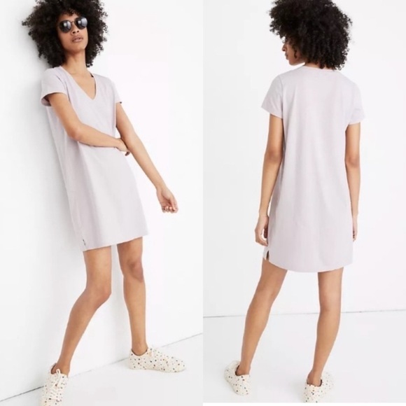 NWT Madewell Northside Vintage V-Neck Tee T-Shirt Mini Dress In Light Purple - Picture 1 of 9